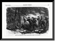 Historic Framed Print, Army of the Potomac - Our wounded escaping from the fires in the Wilderness,  17-7/8" x 21-7/8"