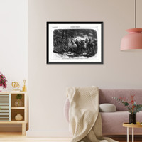 Historic Framed Print, Army of the Potomac - Our wounded escaping from the fires in the Wilderness,  17-7/8" x 21-7/8"