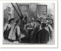 The avant couriers of the coming man. Scene in Sampson's Shoe Manufactory at North Adams, Mass.. Teaching the Chinese the use of the pegging machine, Vintage Print