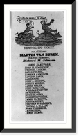 Political cartoon showing Van Buren racing on a hog; below is Democratic ticket of Van Buren and Johnson and Ohio Electors - 1836, Vintage Wall Art