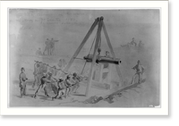 Antique Scenic Print - Negroes mounting Cannon in the works, 1861