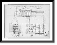 Historic Framed Print, [United States Capitol, Washington, D.C. West approach with propylaea, plan & elevation],  17-7/8" x 21-7/8"