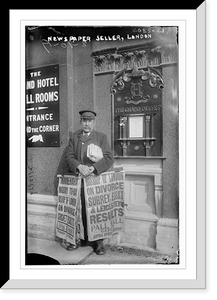 Historic Framed Print, Newspaper seller, London,  17-7/8" x 21-7/8"