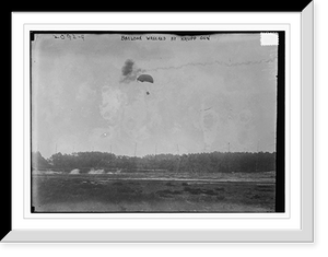 Historic Framed Print, Balloon wrecked by Krupp gun,  17-7/8" x 21-7/8"