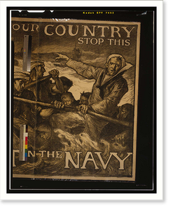 Help your country stop this. Enlist in the Navy. Auto-lithograph by Frank Brangwyn A.R.A, Antique Print