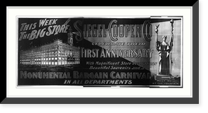 Historic Framed Print, This week the big store Siegel-Cooper Co. celebrate their first anniversary with magnificent store decorations [and] monumental bargain carnival in all departments Meet me at the fountain.,  17-7/8" x 21-7/8"