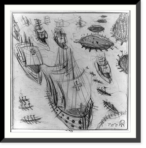 Preliminary drawing for Discovery of the Land" mural, Hispanic Division, Library of Congress", Vintage Poster