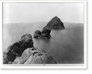 Antique Scenic Print - The Pyramid and Domes, Pyramid Lake (1)