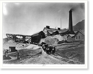 Vintage Americana Print - Savage Works, Virginia City