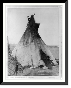 A young Oglala girl sitting in front of a tipi, with a puppy beside her, probably on or near Pine Ridge Reservation - 2, Antique Wall Art