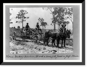 Road making machine - at work on roads of St. James on Gulf, Florida, Historic Print