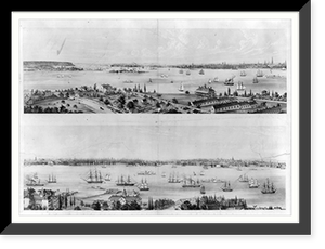 Historic Framed Print, New York from Staten Island Brooklyn City Jersey City New York from Staten Island.sketched and drawn on stone by C.W. Burton.,  17-7/8" x 21-7/8"