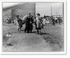 Antique Photo Print - Two Japanese evacuee families meeting at assembly