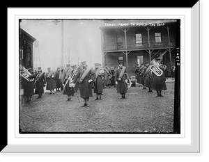 Historic Framed Print, Troops ready to march, the band,  17-7/8" x 21-7/8"