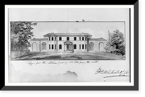 Houses and a church (Buildings Erected or Proposed to be Built in Virginia"). Entrance, Mill Hill - elevation", Antique Wall Art