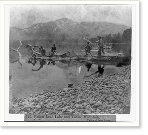 Antique Scenic Print - Fallen Leaf Lake and Tahlac Mt