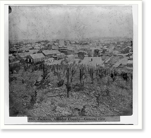 Historic Bird's Eye View - Jackson, Amador County. General view
