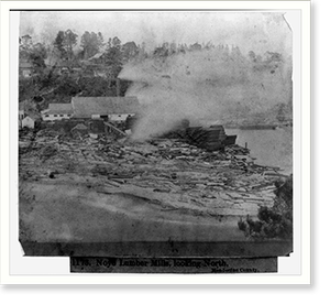 Black & White Photo - Noyo Lumber mills, looking North, Mendocino County