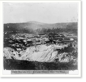 Black & White Photo - Nevada City, Nevada County, from the West