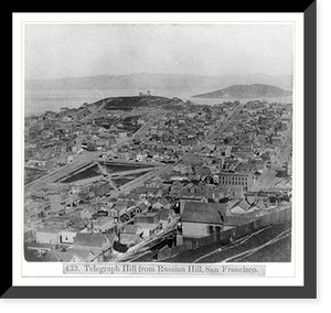 Telegraph Hill from the Russian Hill, San Francisco, Antique Print