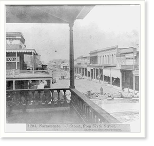 Vintage Street Scene - Sacramento - J Street from Sixth Street