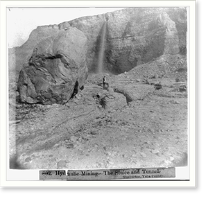 Vintage Americana Print - Hydraulic mining - the big boulder