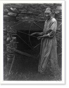 Historic Photo Print - Woman at spinning wheel - Vintage Wall Art Gift