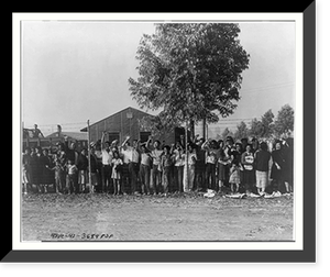 Pomona (Calif.) assembly center - waving good-bye to those who are leaving ahead of them, a group of evacuees line the outer fence of the center Classic, Vintage Poster