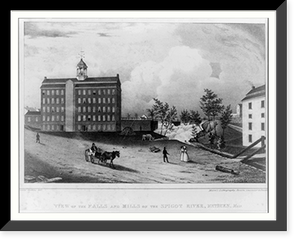 Historic Framed Print, View of the falls and mills on the Spigot River, Methuen, Mass.,  17-7/8" x 21-7/8"