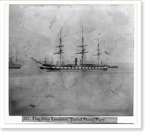 Vintage Nautical Print - Flag ship, LANCASTER, U.S. Navy