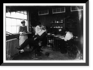 Dental work in Hospital. Hood Rubber Co., Cambridge. Location: Cambridge, Massachusetts.Lewis W. Hine, Vintage Wall Art