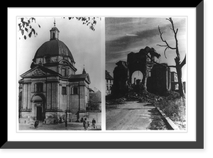 Historic Framed Print, [Before and after views of a church destroyed by bombardment, possibly in Warsaw, Poland],  17-7/8" x 21-7/8"