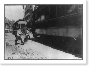 Vintage Americana Print - Boston - Flipping Cars. Out for Mischief