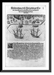 Historic Framed Print, [The French arrive in Florida],  17-7/8" x 21-7/8"