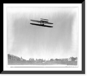 Orville Wright in flight over the parade ground at Fort Myer, Va., on Sept. 11, 1908. Flight lasted one hour, ten minutes, Antique Wall Art