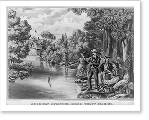 Vintage Photo Print - American sporting scene - trout fishing