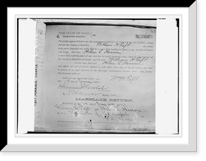 Historic Framed Print, Taft Marriage License, Ohio,  17-7/8" x 21-7/8"