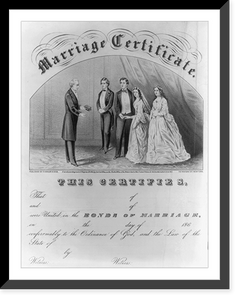 Historic Framed Print, Marriage certificate,  17-7/8" x 21-7/8"