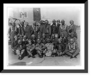 African American aviators in flight suits, Tuskegee Army Air Field, World War II, Antique Print