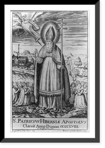 Historic Framed Print, [St. Patrick driving snakes out of Ireland],  17-7/8" x 21-7/8"