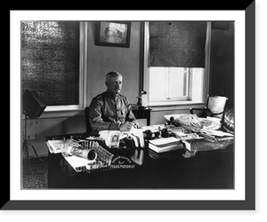 Historic Framed Print, [Major General John J. Pershing, half-length portrait, seated at desk],  17-7/8" x 21-7/8"