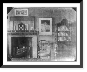 Historic Framed Print, [96 Cheyne Walk - Dining room - Peacock blue distemper. The little white girl was painted in this room. Whistler also used the room as a studio],  17-7/8" x 21-7/8"