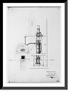 Steam engine, Washington Navy Yard, Washington, D.C. Transverse elevation of boiler, cistern, etc. Classic, Vintage Print