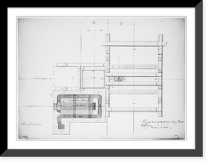 Steam engine, Washington Navy Yard, Washington, D.C. Plan for the timber for the engine, Historic Print