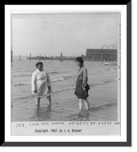 Historic Framed Print, Look out honey yo' gets yo' feets wet!,  17-7/8" x 21-7/8"