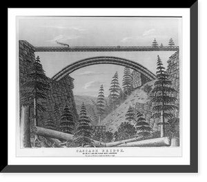 Historic Framed Print, Cascade bridge, on the N.Y. and Erie R. road near Lanesboro,  17-7/8" x 21-7/8"