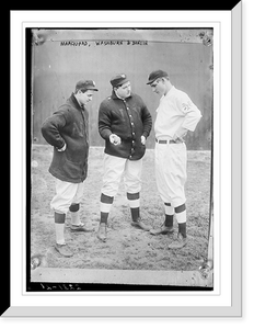 Historic Framed Print, Rube Marquard, (Libe?) Washburn & Mike Donlin, New York, NL (baseball),  17-7/8" x 21-7/8"