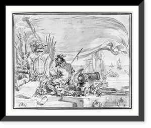 Allegory showing America as ragged warrior beside naval cannon and shot Classic, Vintage Poster