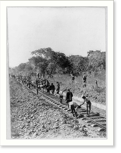 Antique Architecture - Railroads & Depots - Man building railway