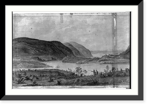 Panoramic view of West Point, New York showing American encampments on the Hudson River - 3, Antique Poster